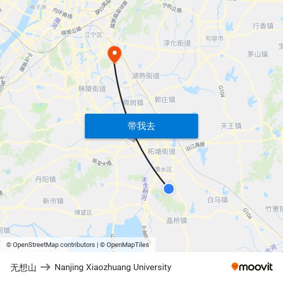 无想山 to Nanjing Xiaozhuang University map