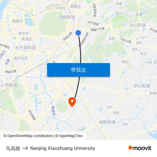马高路 to Nanjing Xiaozhuang University map