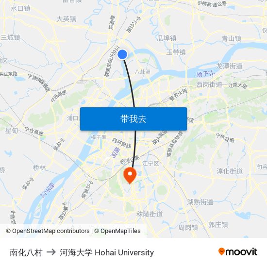 南化八村 to 河海大学 Hohai University map