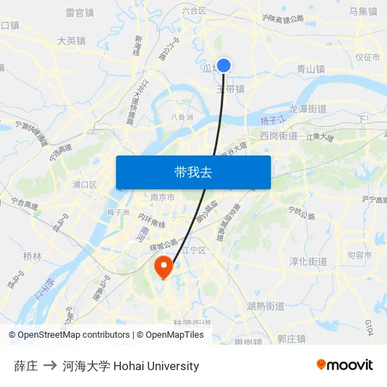 薛庄 to 河海大学 Hohai University map