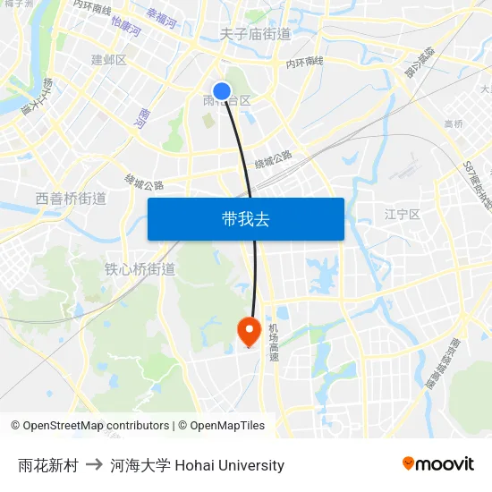 雨花新村 to 河海大学 Hohai University map