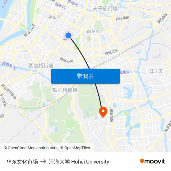 华东文化市场 to 河海大学 Hohai University map