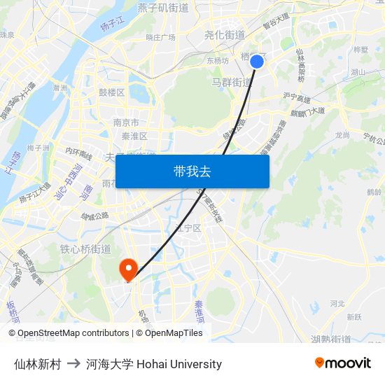 仙林新村 to 河海大学 Hohai University map