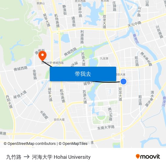 九竹路 to 河海大学 Hohai University map