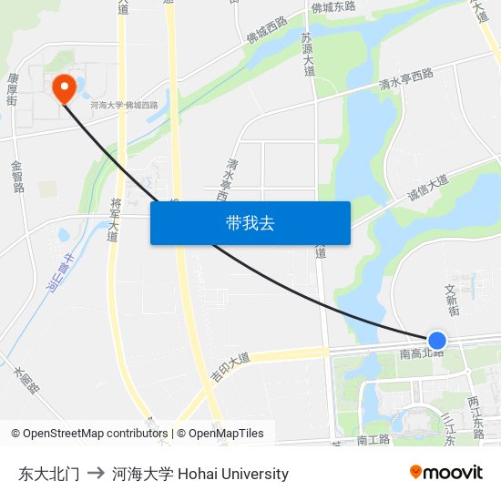 东大北门 to 河海大学 Hohai University map