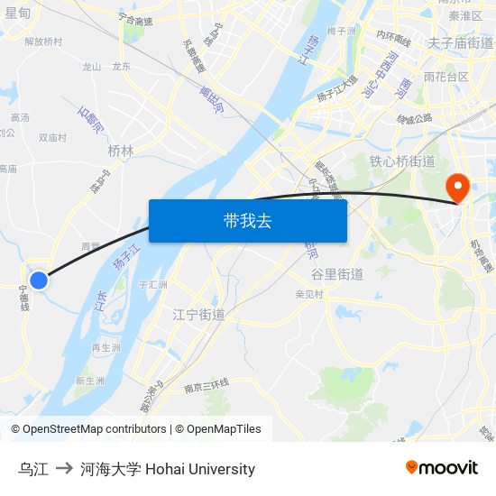 乌江 to 河海大学 Hohai University map