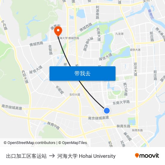 出口加工区客运站 to 河海大学 Hohai University map