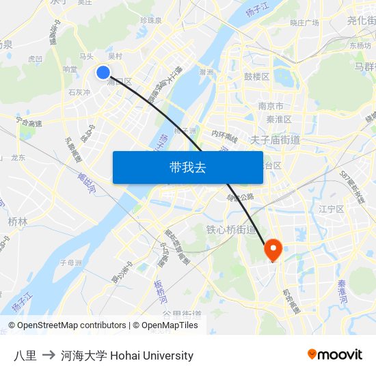 八里 to 河海大学 Hohai University map