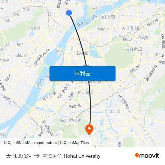 天润城总站 to 河海大学 Hohai University map
