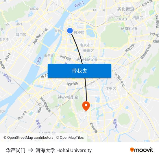 华严岗门 to 河海大学 Hohai University map