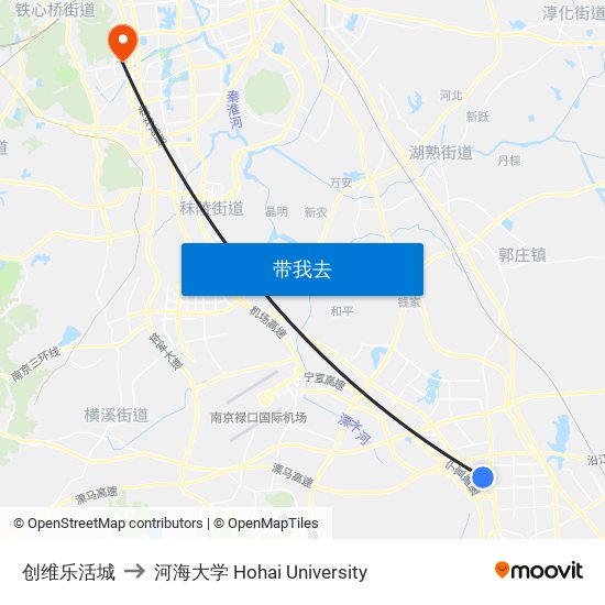 创维乐活城 to 河海大学 Hohai University map