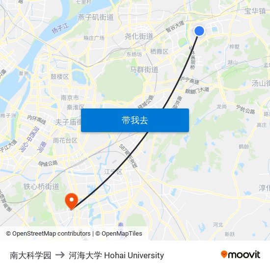 南大科学园 to 河海大学 Hohai University map