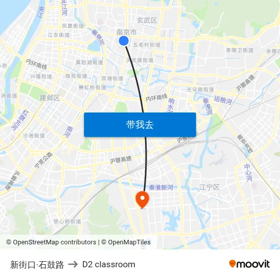 新街口·石鼓路 to D2 classroom map