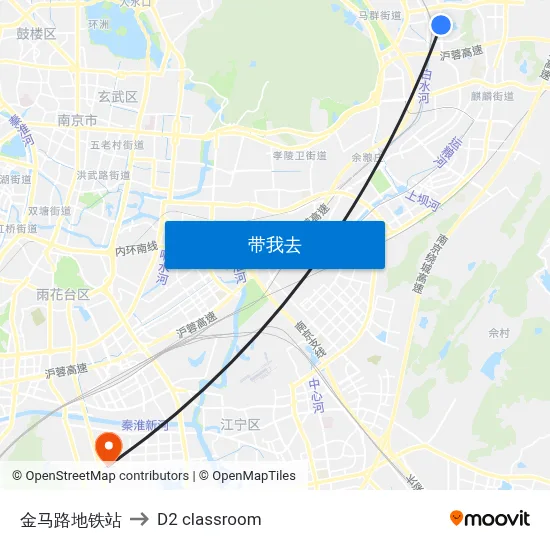 金马路地铁站 to D2 classroom map