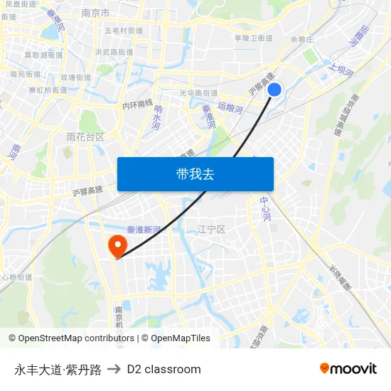 永丰大道·紫丹路 to D2 classroom map