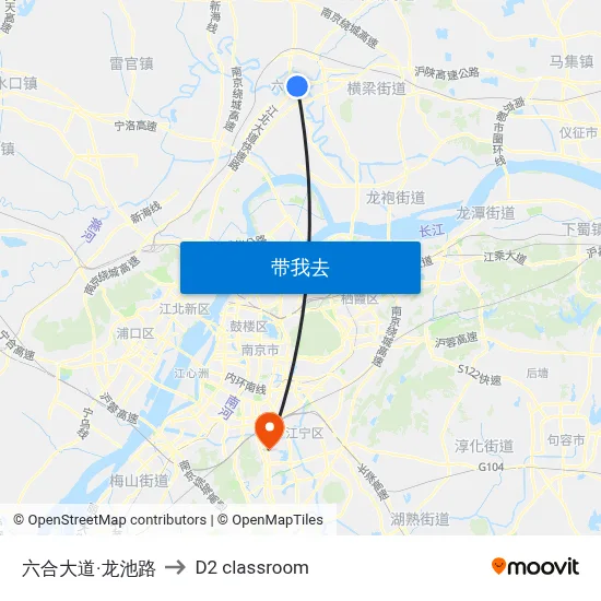 六合大道·龙池路 to D2 classroom map