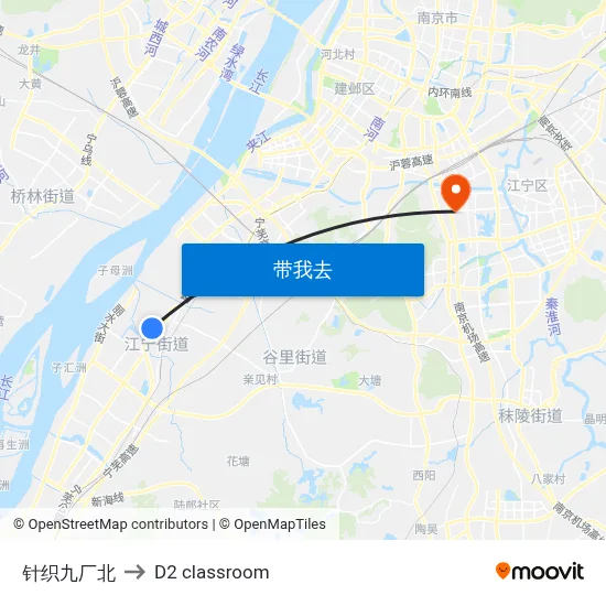 针织九厂北 to D2 classroom map