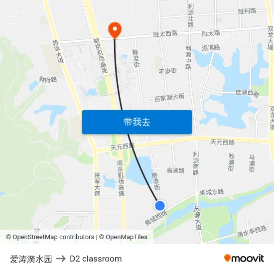 爱涛漪水园 to D2 classroom map