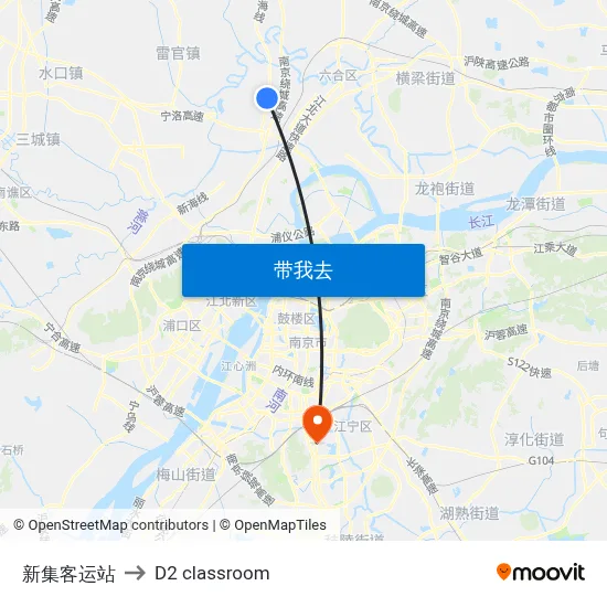 新集客运站 to D2 classroom map