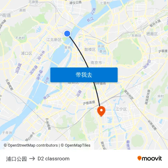 浦口公园 to D2 classroom map