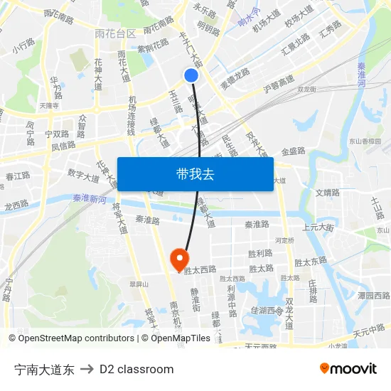 宁南大道东 to D2 classroom map