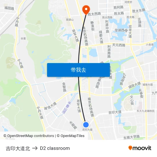 吉印大道北 to D2 classroom map