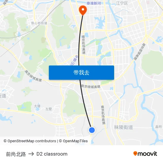 前尚北路 to D2 classroom map