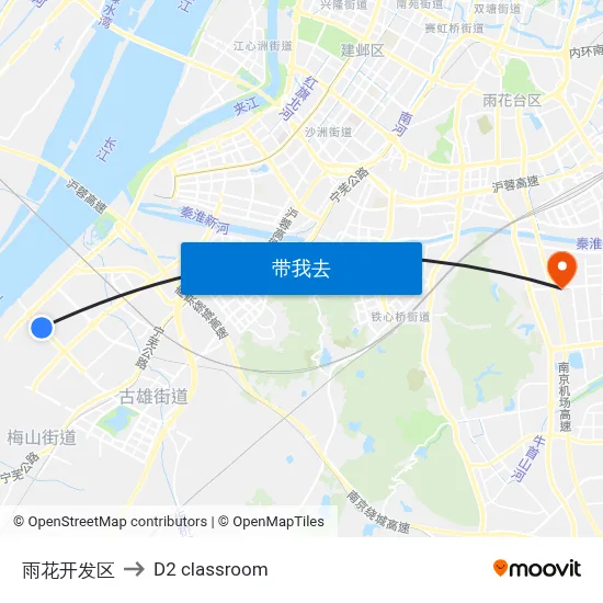 雨花开发区 to D2 classroom map