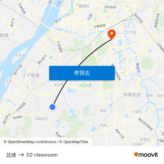 花塘 to D2 classroom map