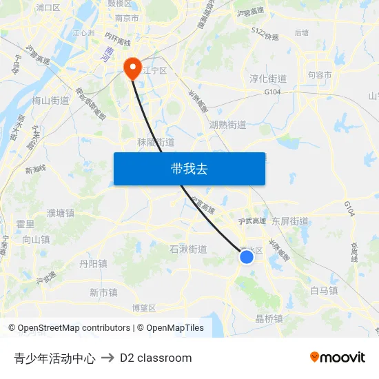 青少年活动中心 to D2 classroom map