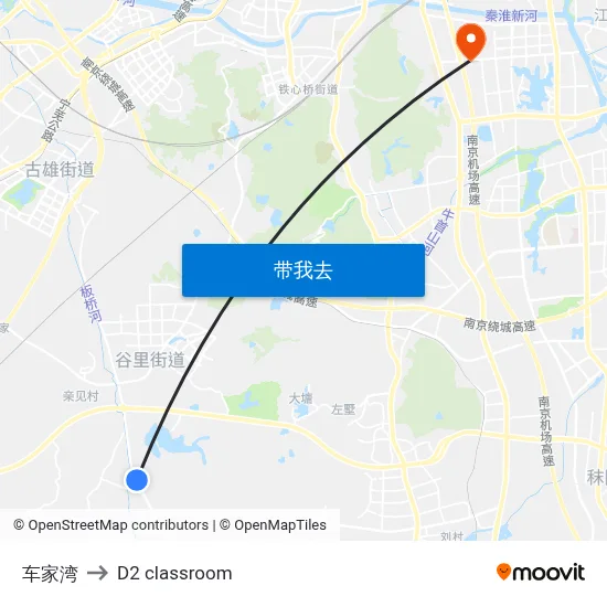 车家湾 to D2 classroom map