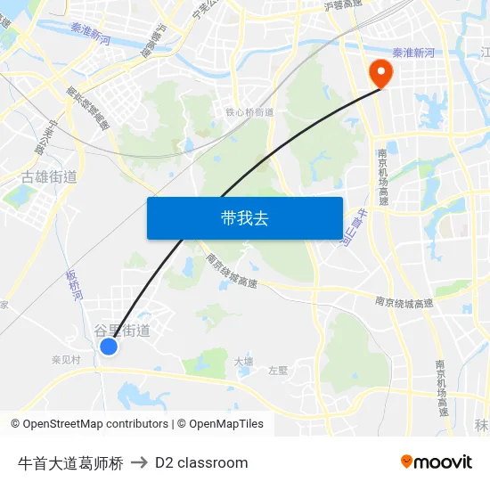 牛首大道葛师桥 to D2 classroom map