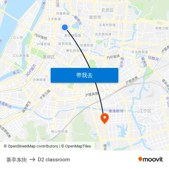 茶亭东街 to D2 classroom map