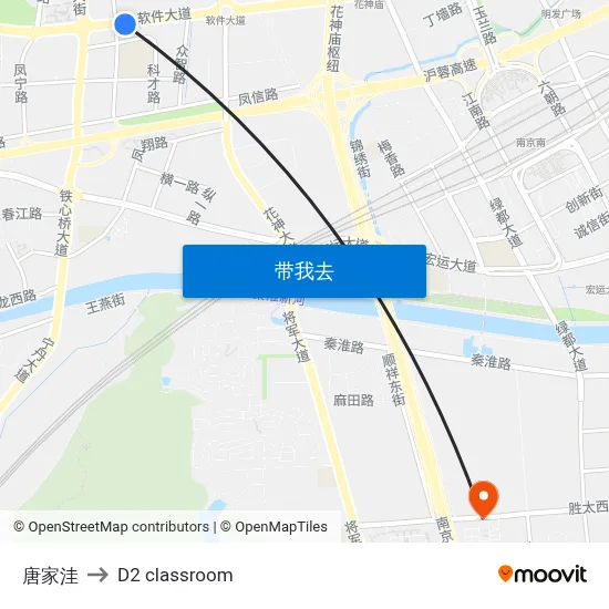 唐家洼 to D2 classroom map