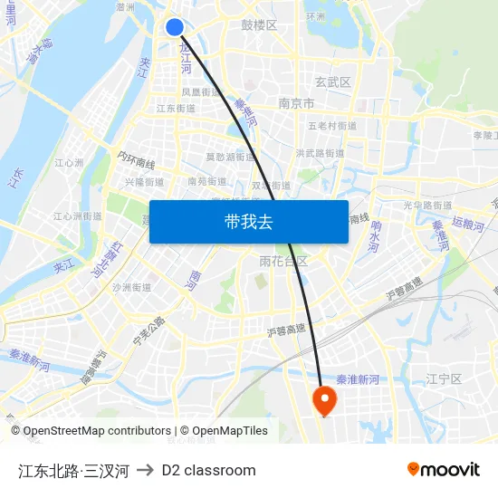 江东北路·三汊河 to D2 classroom map