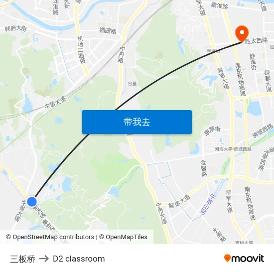 三板桥 to D2 classroom map