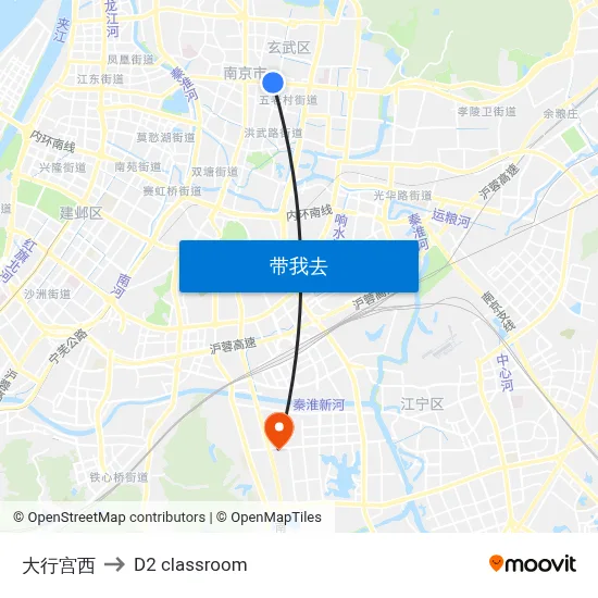 大行宫西 to D2 classroom map