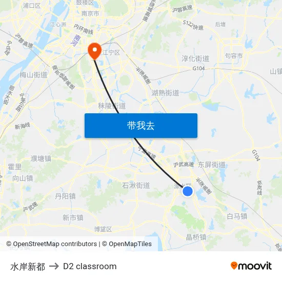 水岸新都 to D2 classroom map