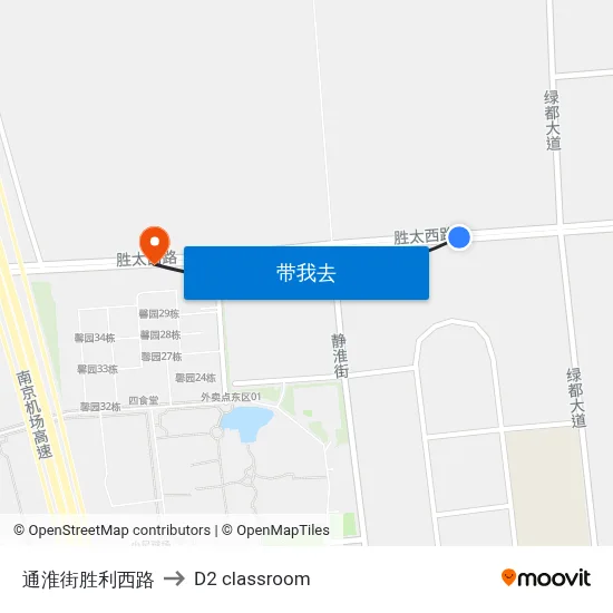通淮街胜利西路 to D2 classroom map