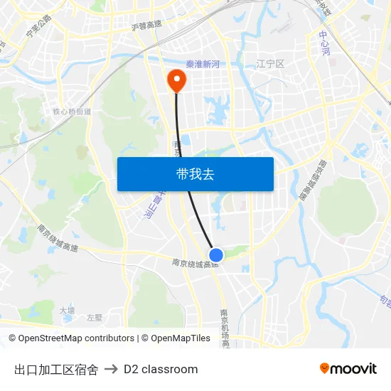 出口加工区宿舍 to D2 classroom map