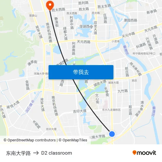 东南大学路 to D2 classroom map