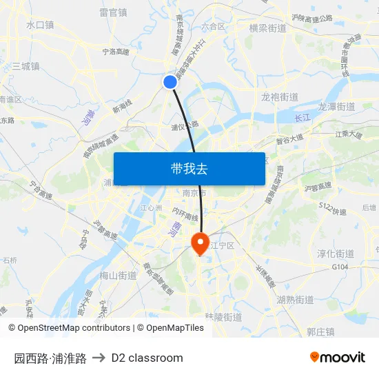 园西路·浦淮路 to D2 classroom map