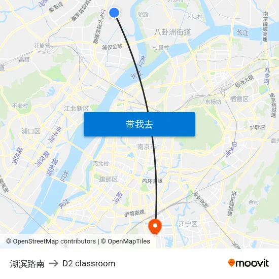 湖滨路南 to D2 classroom map