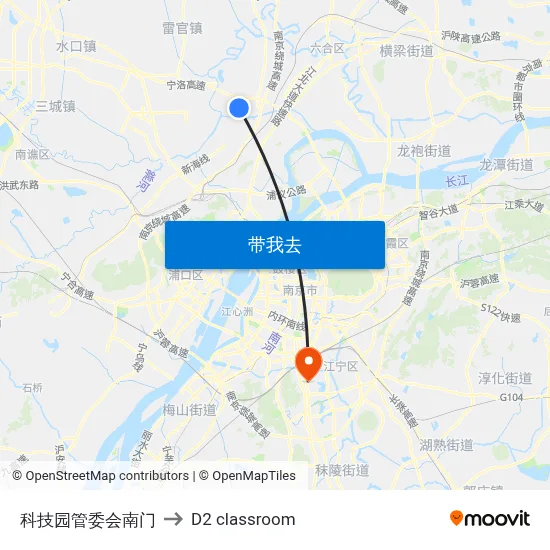 科技园管委会南门 to D2 classroom map