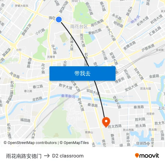 雨花南路安德门 to D2 classroom map