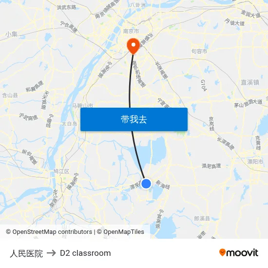 人民医院 to D2 classroom map
