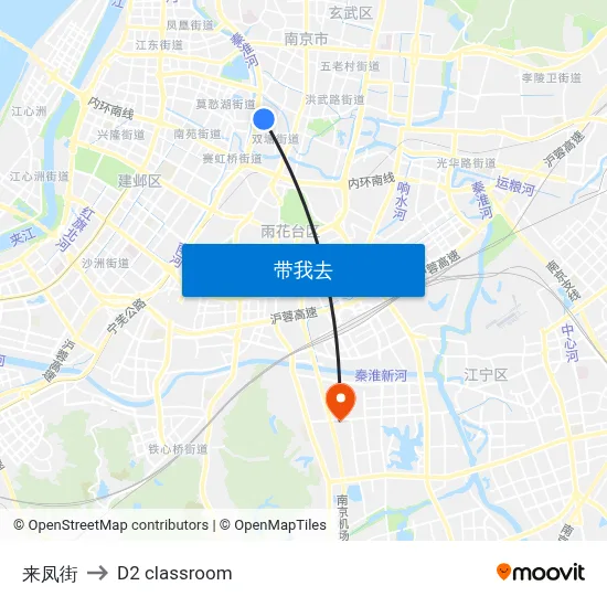来凤街 to D2 classroom map