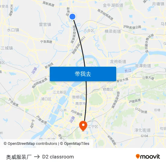 奥威服装厂 to D2 classroom map