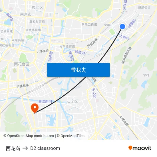 西花岗 to D2 classroom map