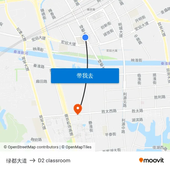 绿都大道 to D2 classroom map
